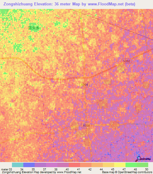 Zongshizhuang,China Elevation Map
