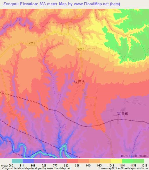 Zongmu,China Elevation Map