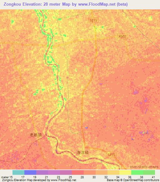 Zongkou,China Elevation Map
