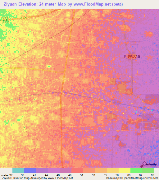 Ziyuan,China Elevation Map