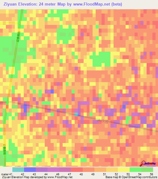 Ziyuan,China Elevation Map
