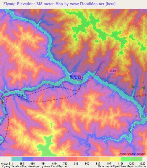 Ziyang,China Elevation Map