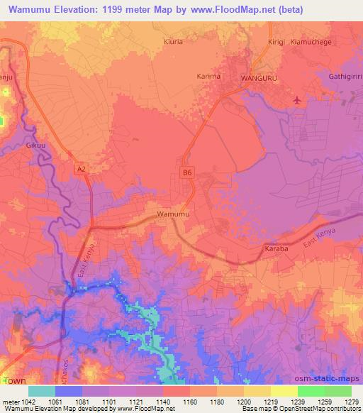 Wamumu,Kenya Elevation Map