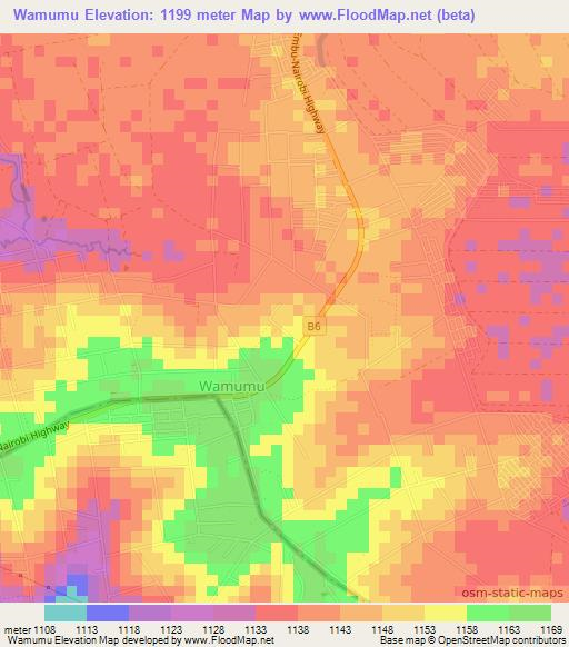 Wamumu,Kenya Elevation Map