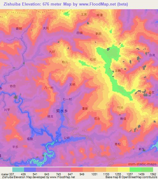 Zishuiba,China Elevation Map