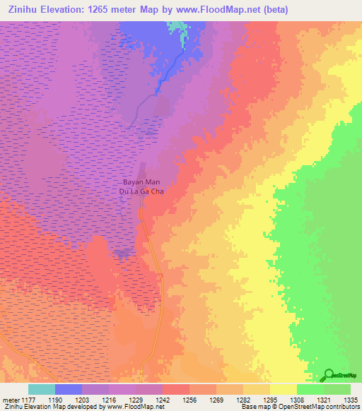 Zinihu,China Elevation Map