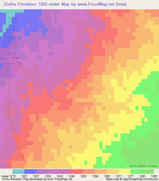 Zinihu,China Elevation Map