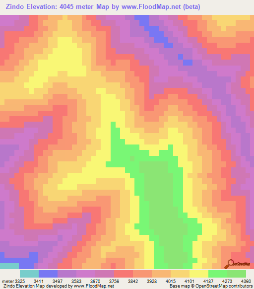 Zindo,China Elevation Map