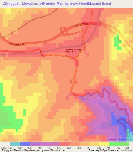 Zijingguan,China Elevation Map