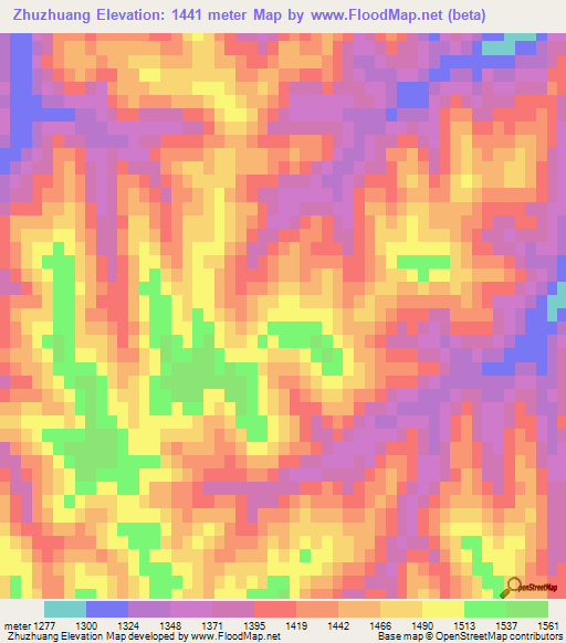 Zhuzhuang,China Elevation Map