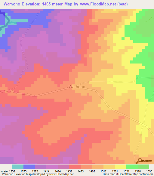 Wamono,Kenya Elevation Map