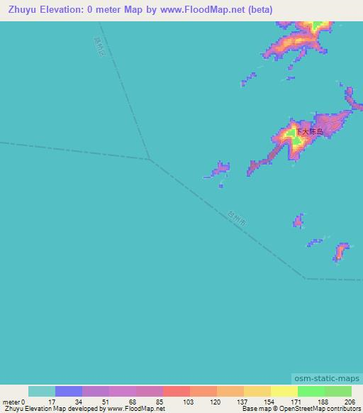 Zhuyu,China Elevation Map