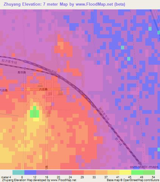 Zhuyang,China Elevation Map