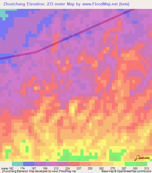 Zhuxichang,China Elevation Map