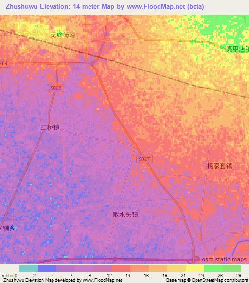 Zhushuwu,China Elevation Map