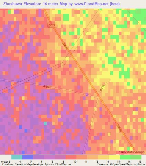 Zhushuwu,China Elevation Map