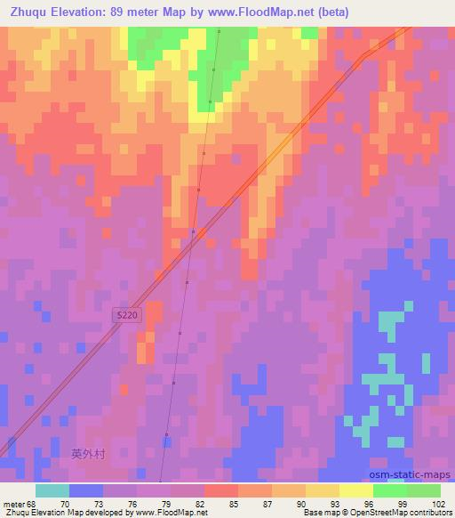 Zhuqu,China Elevation Map