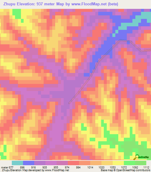 Zhupu,China Elevation Map