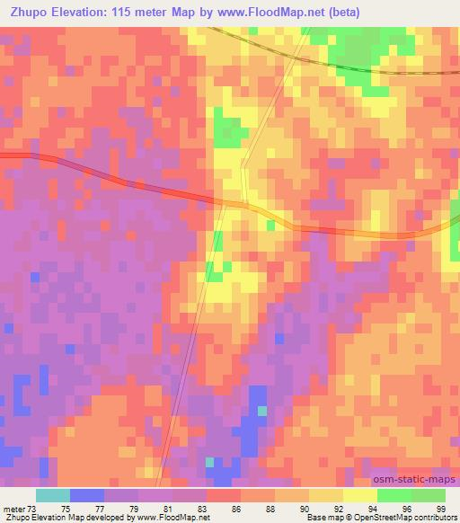 Zhupo,China Elevation Map
