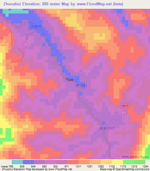 Zhuoshui,China Elevation Map