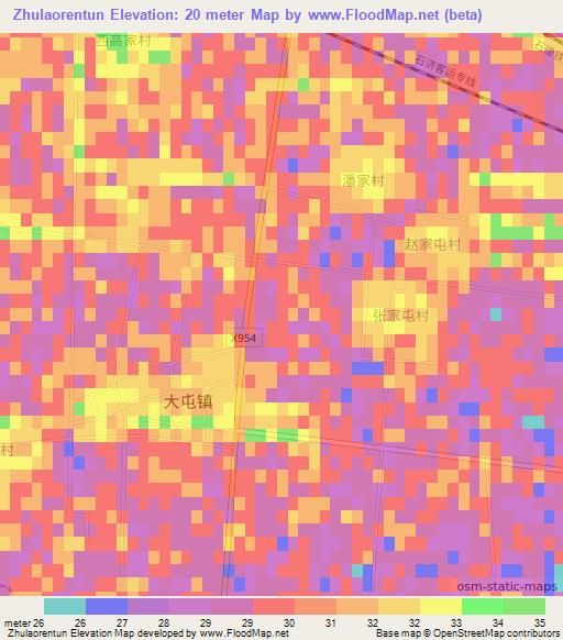 Zhulaorentun,China Elevation Map