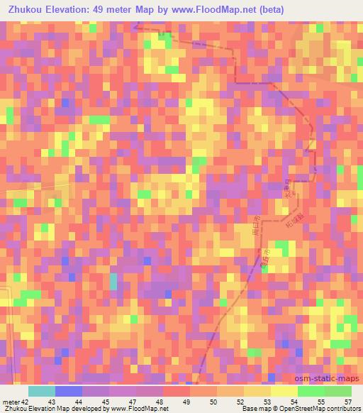 Zhukou,China Elevation Map