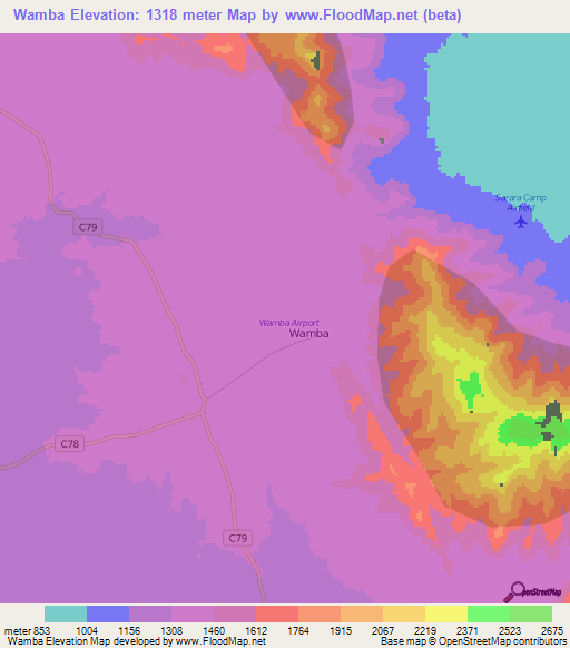 Wamba,Kenya Elevation Map
