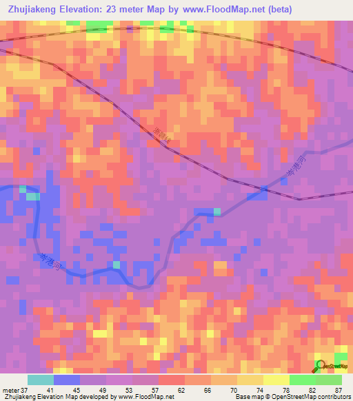 Zhujiakeng,China Elevation Map