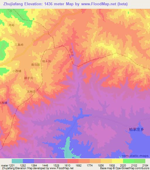 Zhujiafang,China Elevation Map