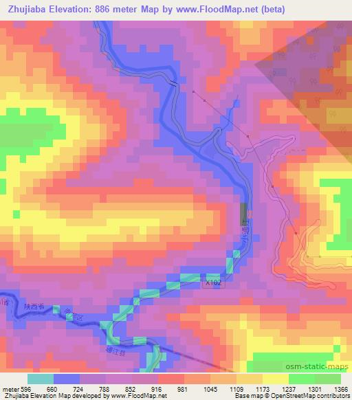 Zhujiaba,China Elevation Map