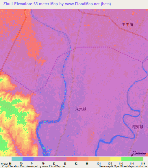 Zhuji,China Elevation Map