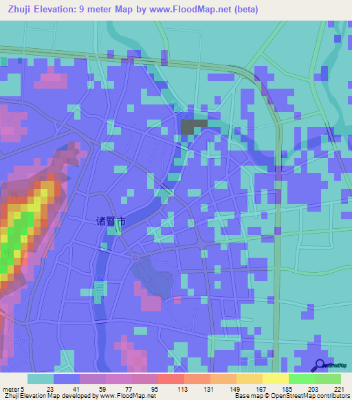 Zhuji,China Elevation Map
