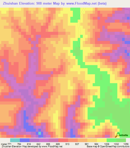 Zhuishan,China Elevation Map