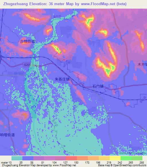 Zhugezhuang,China Elevation Map