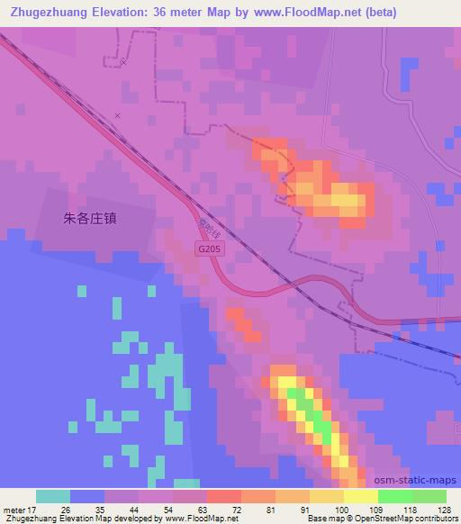 Zhugezhuang,China Elevation Map