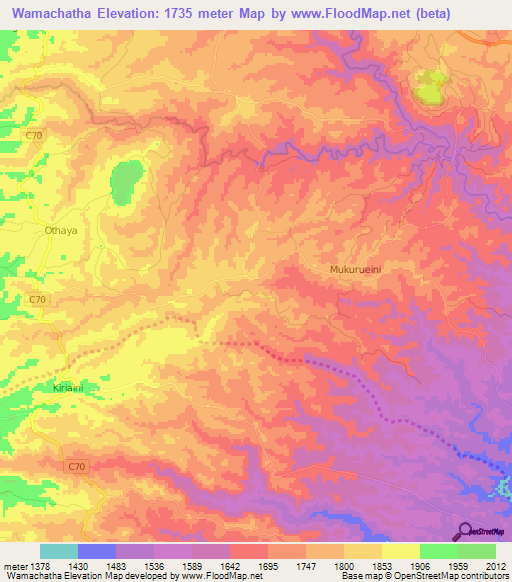 Wamachatha,Kenya Elevation Map