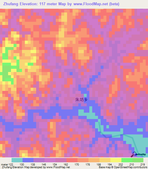 Zhufang,China Elevation Map