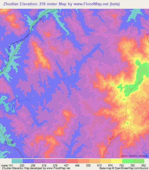 Zhudian,China Elevation Map