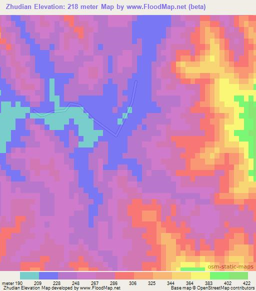 Zhudian,China Elevation Map