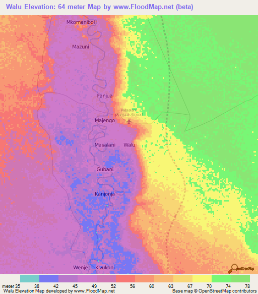 Walu,Kenya Elevation Map