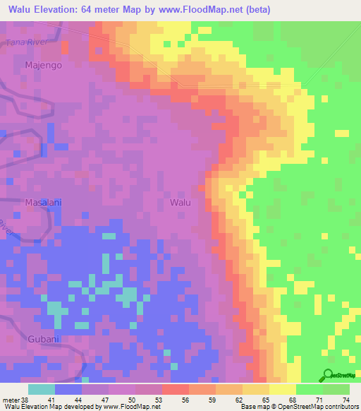 Walu,Kenya Elevation Map