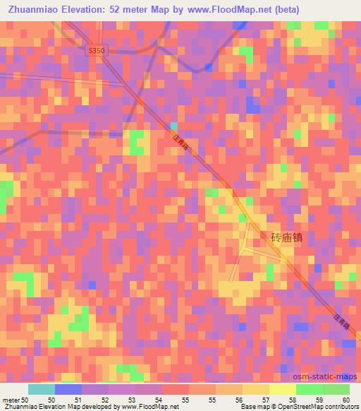 Zhuanmiao,China Elevation Map