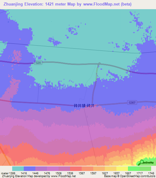 Zhuanjing,China Elevation Map