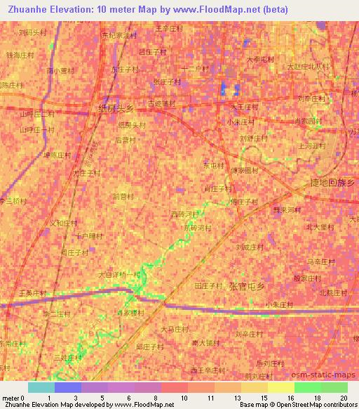 Zhuanhe,China Elevation Map
