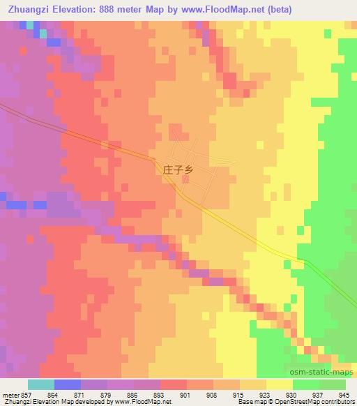 Zhuangzi,China Elevation Map