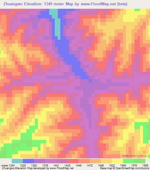 Zhuangwo,China Elevation Map