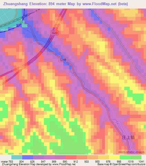 Zhuangshang,China Elevation Map