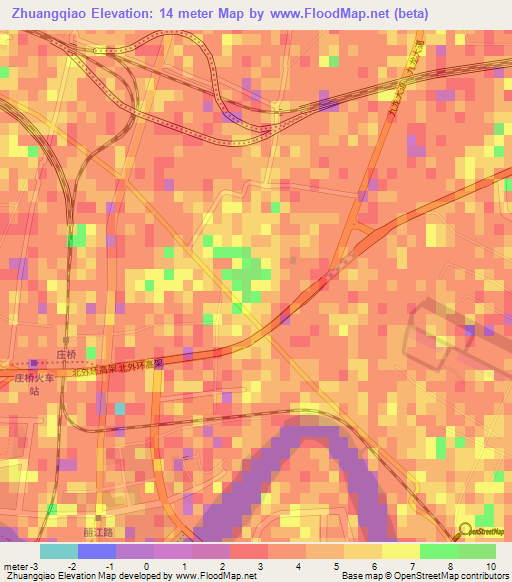 Zhuangqiao,China Elevation Map