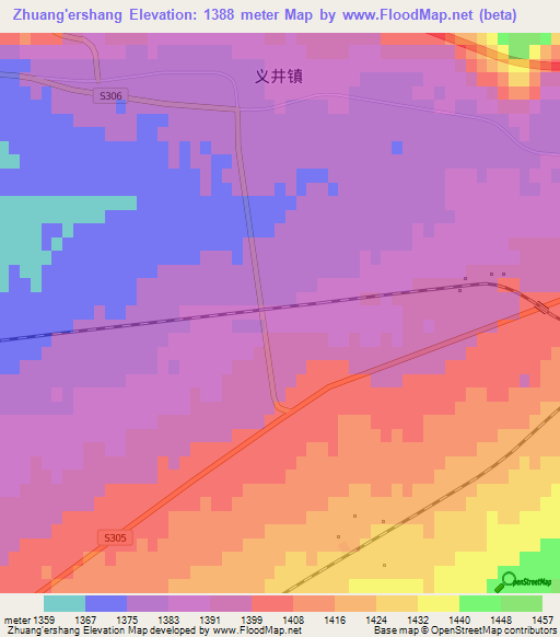 Zhuang'ershang,China Elevation Map