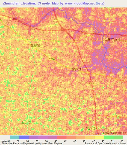 Zhuandian,China Elevation Map